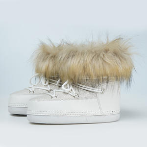 <span class=keywords><strong>Botas</strong></span> de Nieve Personalizadas para <span class=keywords><strong>Mujer</strong></span>, Modelo Space Moon Bread, Color Beige, con Cuello de Piel Grande, Transpirables, Duraderas, de Plástico Antideslizante, Cálidas, para Esquiar, Viajar, de Caña Baja - Product Image 6