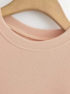 Camiseta Corta para Mujer, Cuello Redondo, Color Sólido, Casual, Manga Corta, Tejido Ecológico, Alta Calidad, Venta al Por Mayor - Product Image 4