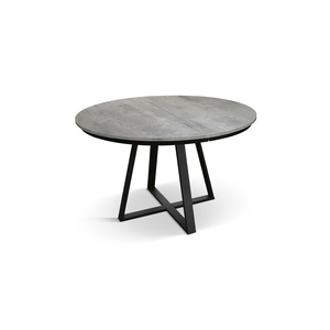 Melania Extendable Round <b>Table</b> 120-170 Cm Cement Grey Melamine <b>Top</b> Iron Base Indoor Use - Product Image 1
