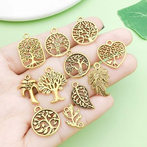 Pendentif Arbre de Vie en alliage d'or antique, formes variées, pour la fabrication de colliers, accessoires de bijoux DIY, placage en alliage de zinc - Product Image 2