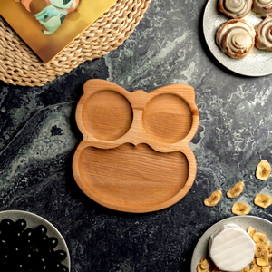 Bandeja Redonda de Madera SOFIYA CRAFT, Duradera, Pulida, Hecha a Mano, Moderna, con Patrón Sólido, para Servir en Fiestas, Ecológica, para Aperitivos - Product Image 1
