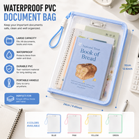 Sac organisateur de fichiers en PVC transparent A4, pochette pour documents imperméable, dossier de rangement portable avec poignée pour le bureau et l'école