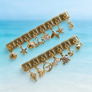 สร้อยข้อมือสแตนเลสสตีลชุบทองคำขาว ดีไซน์ซีรีส์ลมทะเล แบบ DIY สำหรับขายส่ง เหมาะสำหรับเป็นของขวัญวันเกิดสำหรับผู้หญิง - Product Image 1