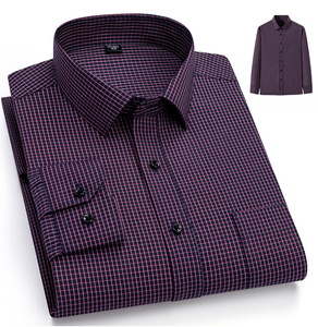 Camisas informales ajustadas de <span class=keywords><strong>manga</strong></span> <span class=keywords><strong>larga</strong></span> de algodón para <span class=keywords><strong>hombre</strong></span>, diseño formal liso a rayas, transpirable para la temporada de primavera - Product Image 5