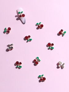 TSZS cerise brillant doux ren fruits diamant cristal métal bordure 3D Nail Art strass ongles décoration accessoires - Product Image 4