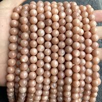 AAA Grosir Manik-manik Batu Sunstone Oranye Alami Bulat Halus dan Batu Moonstone Peach untuk Pembuatan Perhiasan DIY 4mm 6mm 8mm 10mm
