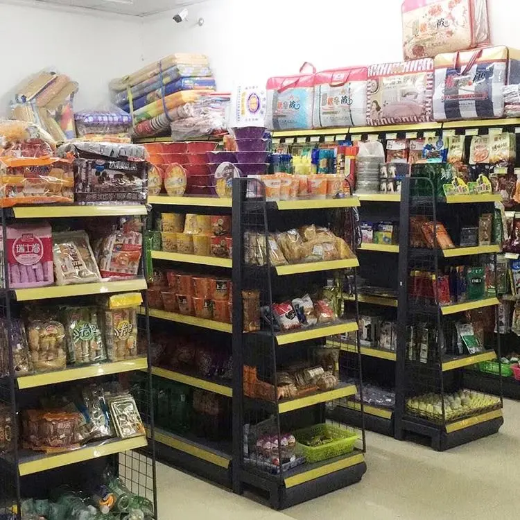 Estantes para tienda minorista estante de exhibición 120KG para comestibles y artículos de supermercado comida y estantes de góndola