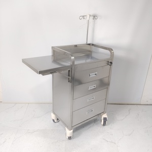 Hoogwaardige 304 roestvrijstalen ziekenhuis meubilair verpleegkar met wielen voor het overbrengen van medicijnen naar ziekenhuizen - Product Image 5