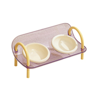 Distributeur automatique de nourriture pour animaux de compagnie en plastique pour chats et chiens - Bols doubles amovibles, nettoyage facile, utilisation portable en intérieur
