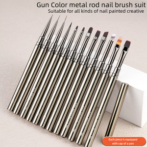 Lot de 12 pinceaux à ongles en métal pour nail art, pinceaux liner pour gel UV, pour usage professionnel en salon de beauté - Product Image 2