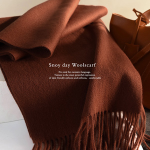 Wool <b>Scarf</b> Solid <b>Red</b> Classic Tassel Fringe Thickened Winter Long Shawl Wrap Warm Muffler <b>Scarf</b> Wholesale - Product Image 4