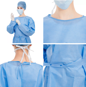 Blouse chirurgicale stérile SMS 45g, jetable, renforcée, à <span class=keywords><strong>usage</strong></span> <span class=keywords><strong>unique</strong></span>, pour examen hospitalier, résistante à l'alcool, aux sangs et aux fluides, certifiée CE - Product Image 5