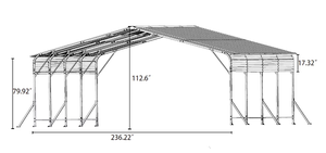 Abri de voiture moderne en métal robuste avec toit en acier galvanisé, <span class=keywords><strong>garage</strong></span> portable, abri de stationnement pour jardin, pour voiture, SUV et rangement d'outils - Product Image 6