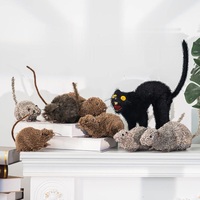 La peluche chat réversible originale-Ornement d'horreur chat et souris noirs hurlant pour Halloween