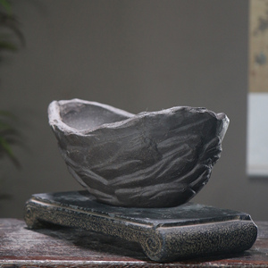 Ceramic Bonsai <b>Pot</b> Irregular Moon Shape Creative Desktop Planter Classic Rugged Style - Product Image 3