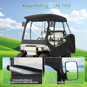 클럽 카 DS 4 승객을위한 골프 카트 블랙 인클로저 방수 방풍 휴대용 레인 커버 - Product Image 2
