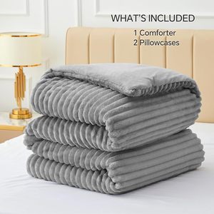 Ensemble <span class=keywords><strong>de</strong></span> couette en polaire King - Literie luxueuse en lavande super douce, chaude et moelleuse, ensemble <span class=keywords><strong>de</strong></span> <span class=keywords><strong>lit</strong></span> épais et duveteux pour toutes les saisons, anti-<span class=keywords><strong>acariens</strong></span> - Product Image 6