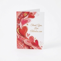 Cartes de remerciement personnalisées pour la Saint-Valentin avec un design de cœur et de rose en feuille d'or |   Cartes de vœux romantiques rouge rose pour cadeau