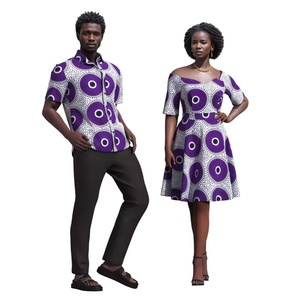 Conjunto de Ropa Africana <span class=keywords><strong>para</strong></span> Parejas, Talla Grande, Estampado de Cera, Dashiki con Hombros Descubiertos, Batik Afrocentrico, Trajes a Juego, Regalo de San Valentín WYQ1101 - Product Image 4
