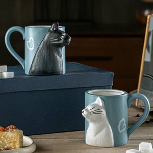 Juego de Tazas de Cerámica con Forma de Gato para Parejas con Caja de Regalo - Vajilla Romántica para Café/Té en <span class=keywords><strong>Casa</strong></span> - Product Image 3