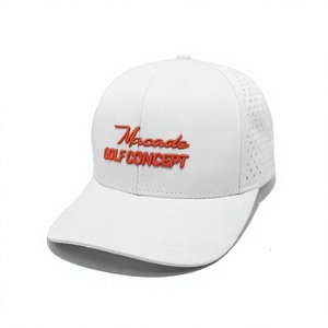 Custom Logo Embroidery 6 Panel <b>Waterproof</b> Golf Cap Laser Cut Perforated Polyester Rope <b>Hat</b> for Men Women Outdoor Headwear - Product Image 1