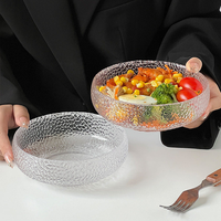 Bol à salade en verre texturé, bol à fruits rond martelé pour la cuisine, le dessert, le petit-déjeuner, la maison, la restauration, la table