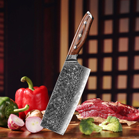Couteau à découper professionnel japonais KEENHOPE de 7,5 pouces, en acier Damas, 67 couches, cœur VG10, couteau de cuisine tranchant, manche en bois Pakka brun