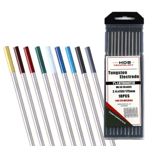 Electrodos de tungsteno WL10 WL15 WL20/wt20 wzr3, electrodos de soldadura de electrodos de tungsteno 1.0%