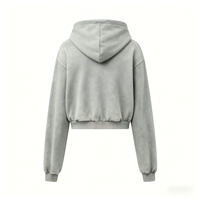 Sweat à capuche zippé court pour hommes et femmes, gris, imprimé croix gothique, streetwear imprimé Kornit DTG