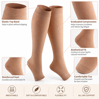 Chaussettes de compression à bout ouvert après la chirurgie Circulation genou haut soutien bas sans orteil pour hommes ou femmes
