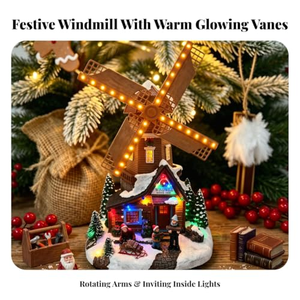 Nouveauté Cadeau de Noël Moulin à vent de Noël LED avec fonction rotative Maison de Noël Village de Noël Décoration de Noël - Product Image 5