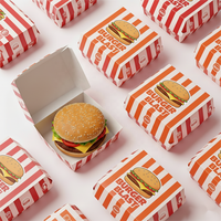 Emballage personnalisé pour hamburger en carton kraft à clapet, boîtes à emporter personnalisées pour la nourriture, boîtes à hamburger et frites en papier