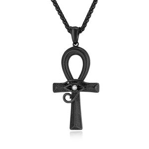 الهيب هوب المصري الفولاذ المقاوم للصدأ العين حورس عنخ قلادة الصليب قلادة الزركون المجوهرات لحفلات الزفاف والحفلات للأطفال - Product Image 4