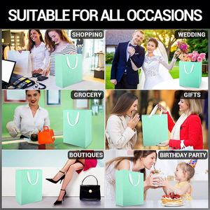 Sacs en papier kraft avec poignées, sacs en papier pour le shopping, sacs pour cadeaux de fête, mariages, anniversaires, sacs en papier haute résistance - Product Image 5