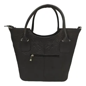 Sac fourre-tout en cuir de vachette ciselé Fana, grande fermeture éclair, poignée longue, sac de style de vie pour adulte - Product Image 3