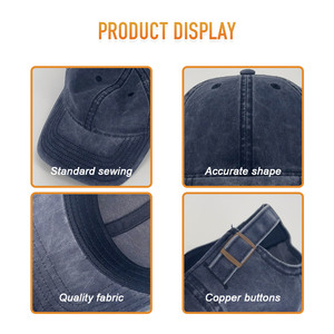 Casquette Heycap Factory à visière incurvée 100% coton teint, profil bas, vierge, personnalisable, style Dad Hat, broderie, 6 panneaux, en sergé délavé vintage - Product Image 4