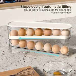 Large Capacity Double Layer Automatic <b>Rolling</b> Egg Dispenser Baking Pastry <b>Tools</b> for Refrigerator Egg Storage Household Kitchen - Product Image 2