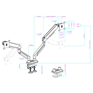 17-35 inç LCD ekran için gaz bahar çift monitör kolu