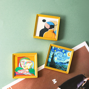 Aimants de réfrigérateur écologiques faits à la main imitant des peintures célèbres du monde entier, cadres photo de peinture à l'huile, décoration personnalisée - Product Image 5
