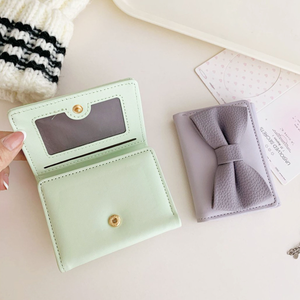 Porte-monnaie court <span class=keywords><strong>en</strong></span> cuir PU exquis et charmant avec nœud, grande capacité, durable, porte-cartes pour femmes pour un usage quotidien - Product Image 3