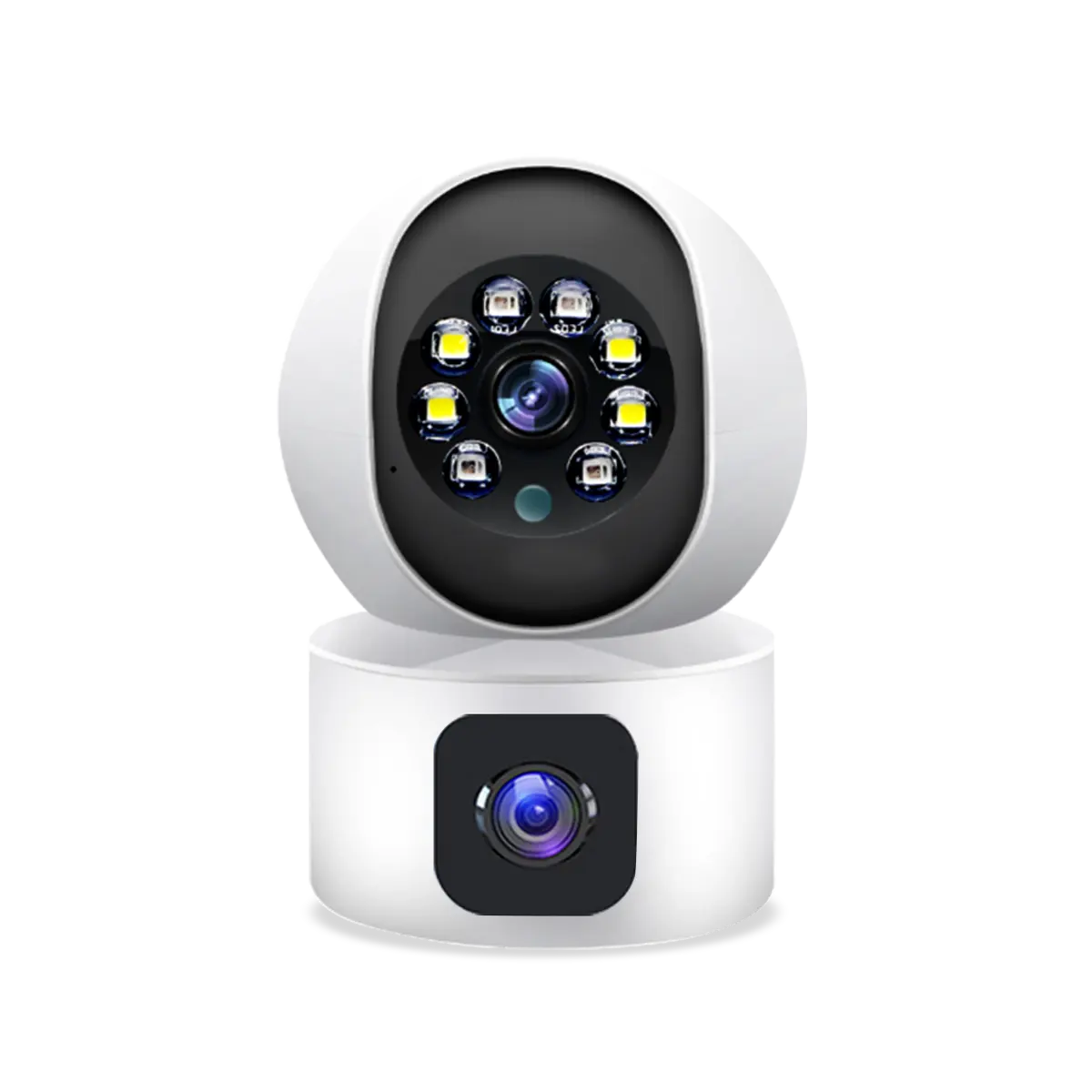 Trong nhà CCTV theo dõi chuyển động không dây Pan nghiêng doble lente wifi trong nhà 5MP ống kính kép PTZ camera an ninh nhà