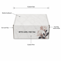 Boîte à courrier personnalisée en marbre blanc, boîte cadeau de luxe, impression florale avec inscription « Avec amour pour toi », vente en gros, directement de l'usine, OEM
