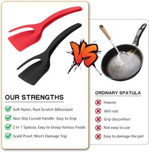 Espátula multifunción 2 en 1 con agarre y tapa de silicona, cocina, tortitas, pan, abrazadera, herramienta para barbacoa, pinzas, espátula para huevos - Product Image 3