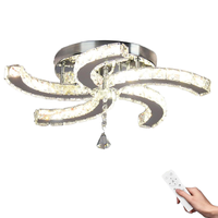 Lustre en cristal moderne à 5 bras encastré LED plafonnier en cristal avec télécommande 6000K interrupteur pour salle à manger