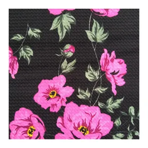 Tela Jacquard de poliéster con estampado floral, tejido de microfibra spandex con forma de corazón