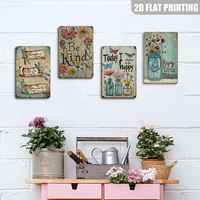Juego de Letreros Metálicos con Diseño Floral Inspirador, Decoración Rústica de Pared para Casa de Campo