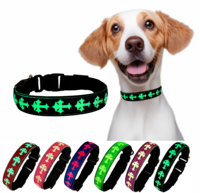 Collier pour chien personnalisé avec lumière LED, en cuir élégant, simple, multicolores, durable, lavable, réglable, pour la promenade nocturne