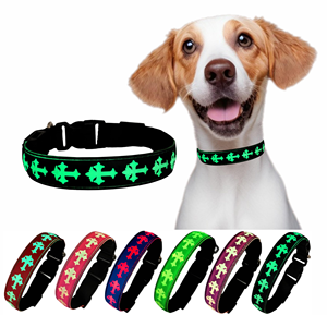 Personalized LED Light Leather Elegant Simple Multiple Color Durable Washable Pet Dog Adjustable Vest <b>Collar</b> for Walking Night - Product Image 2