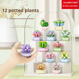 Lele Brothers 1505-1518ไม้กระถางอวบน้ำ1506-1519บล็อกสร้างดอกไม้40ชิ้นพลาสติก ABS ขนาด1:48 14 + - Product Image 4