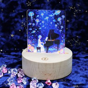 Panel de Luz Nocturna Acrílico Personalizado con Estilo de Vidrio Emplomado Combinado con Base de Madera para Decoración Navideña - Product Image 1